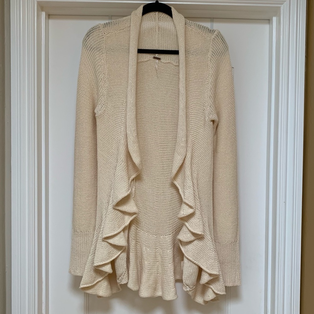 Free People Cascading Ruffled Cardigan